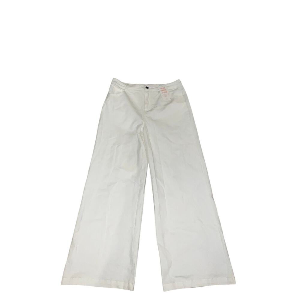 Entro Deluxe Comfort Stretch White Wide Leg Denim Jeans Size L